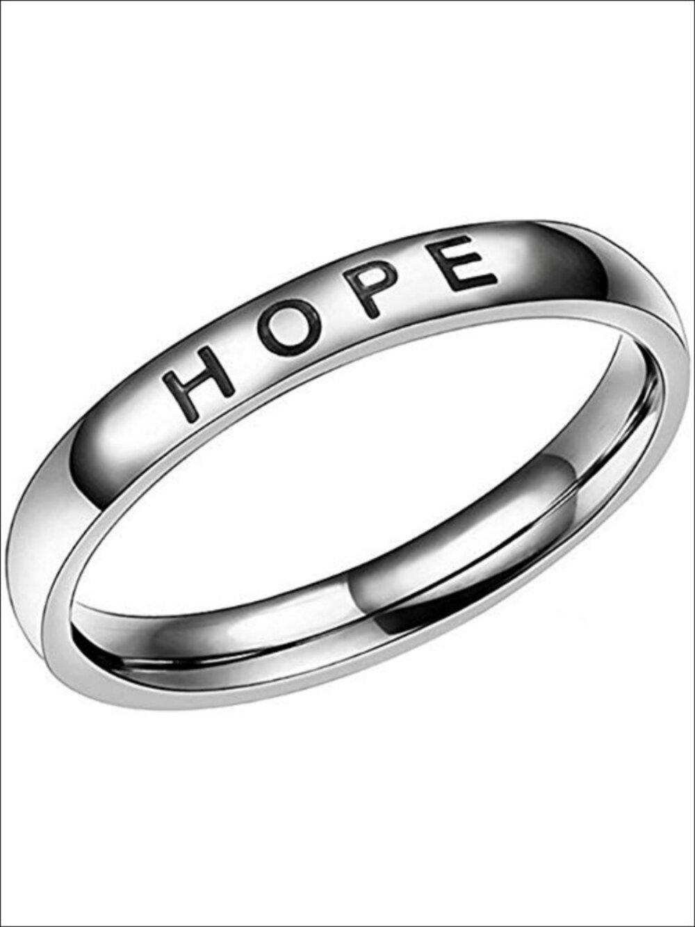 4mm Stainless Steel Love Faith Hope Band Ring Wedding Anniversary